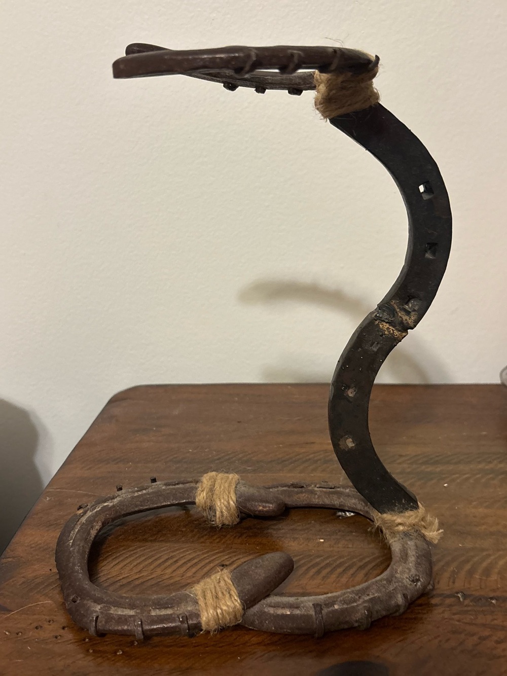 Rustic Brown Iron Horseshoe Wine Holder - Home Accents